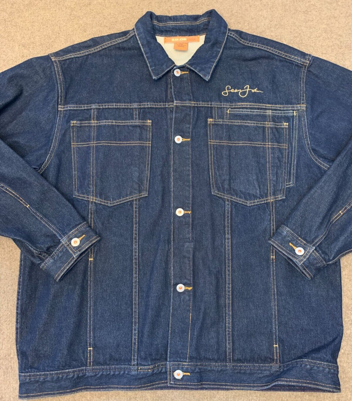 Sean John Denim Suit Mens 3XL Jacket 38x35 Pants Y2K Dark Wash 2 Piece |  eBay