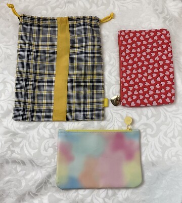 Ipsy Bag Pouch Lot Of 3 Cosmetic Makeup Glam Plus Drawstring Intimates Un-used