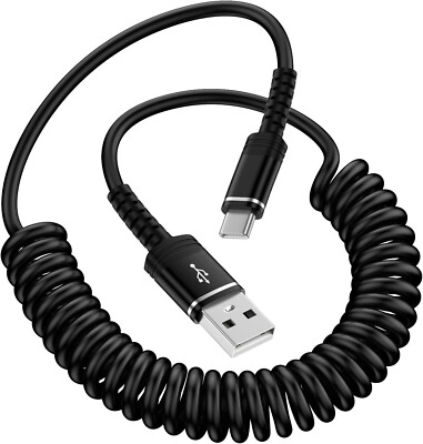 Android Auto USB C Cable for Car Retractable 15 Charger Cord USB to USB C Coiled