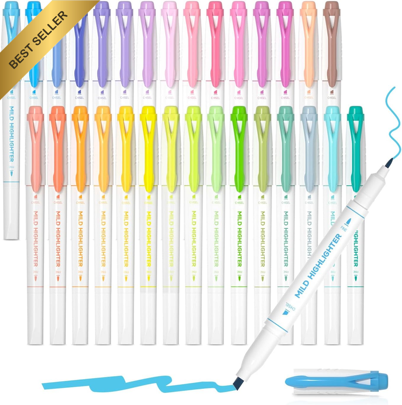 Pastel Highlighters, 30 Colours Dual Tip Highlighters, Highlighter Markers Assor