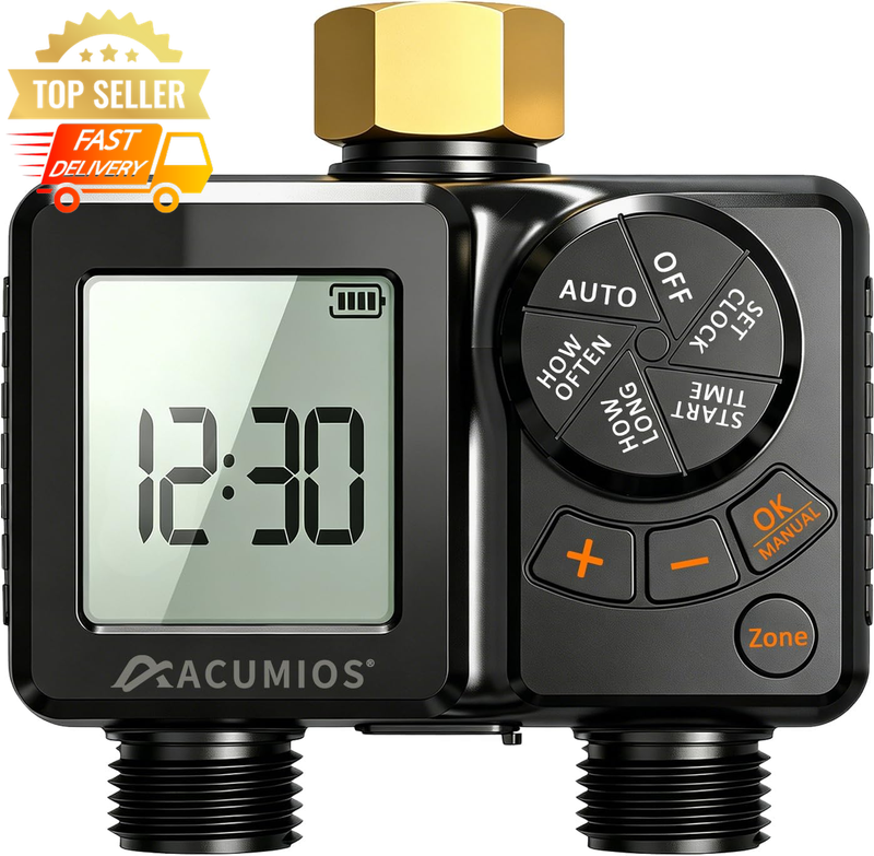 2 Zone Tap Timer, Digital Sprinkler Controller, Programmable Water Timer