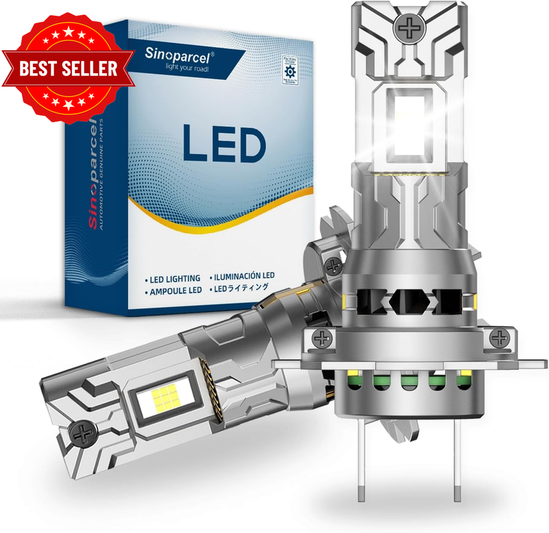 H7 LED Headlight Bulbs, 6500K,400% More Brightness NO Adapter Required, All-In O