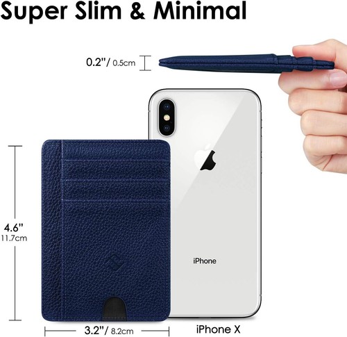 Men RFID Blocking Slim Wallet Credit Card ID Holder Thin Minimalist  Key Ring