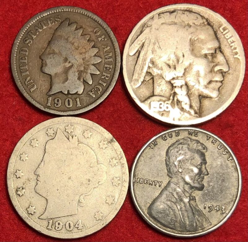 Small Cent U.S. Coin Lot Indian Head Liberty V Nickel Buffalo Nickel Steel Wheat
