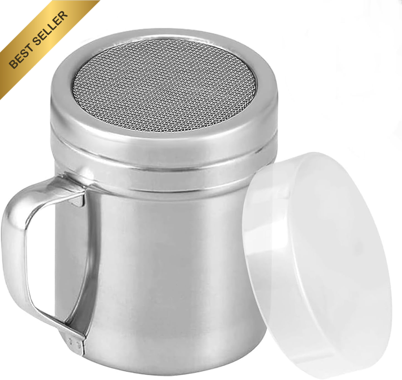Powdered Sugar Shaker with Handle,3.7 X2.7Inch Kitchen Seasoning Jar with Fine M