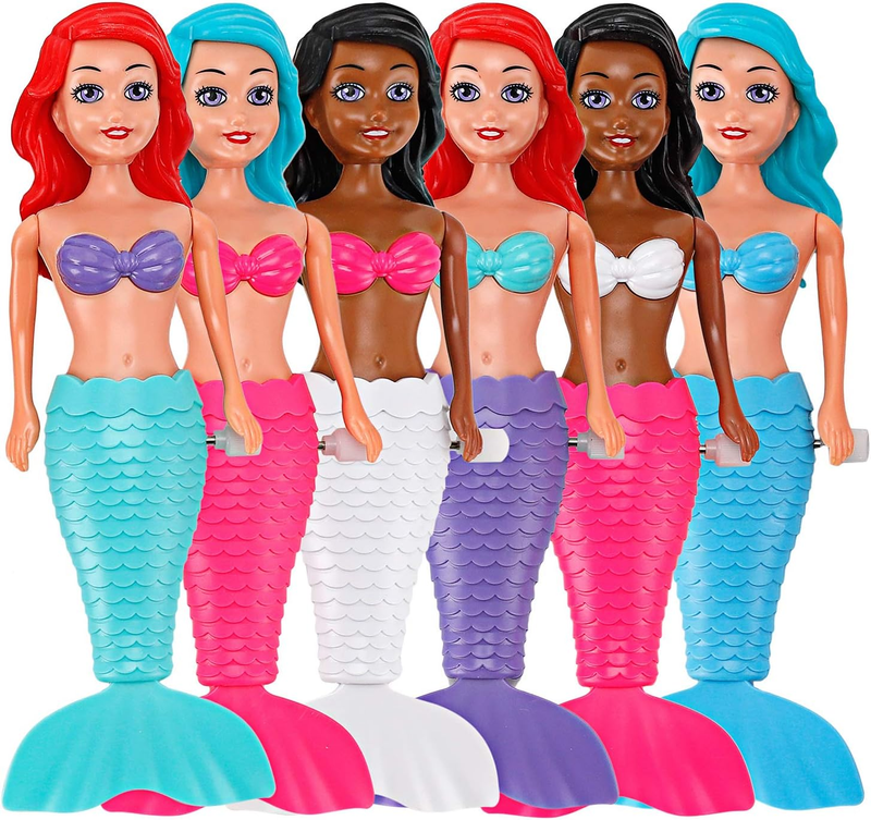 6 Pack Bath Toys for Toddlers Kids Girls - Mermaid Princess Wind Up Tail Flap