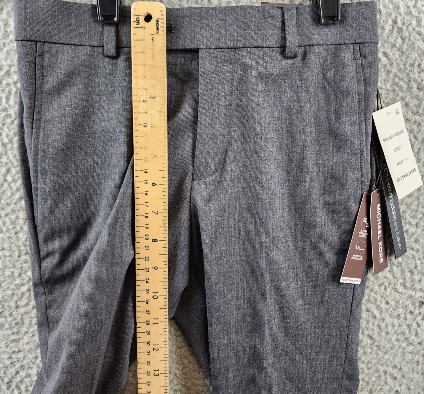 Michael Kors Plain Wool Blend Dress Pants Boys 8R/24W Grey Zip Tab Button Pocket - Picture 7 of 12