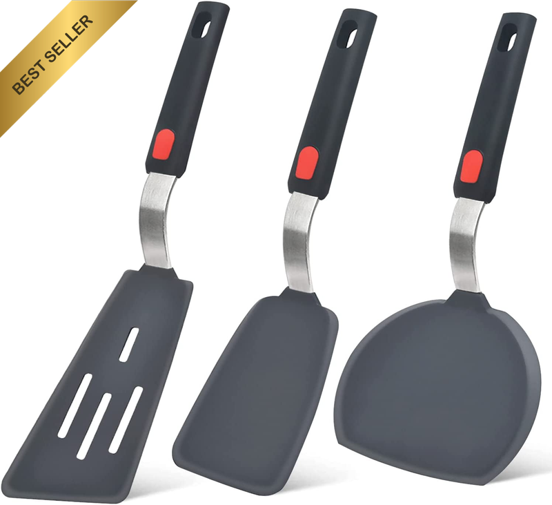 3PC Silicone Spatula Turner Set 600°F Heat Resistant Nonstick Flexible