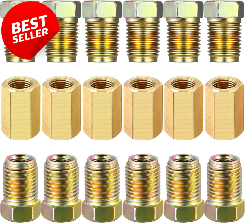 18Pc 3/8-24 Brake Line Fittings 3/16 Tube Nuts & Unions Assortment - US
