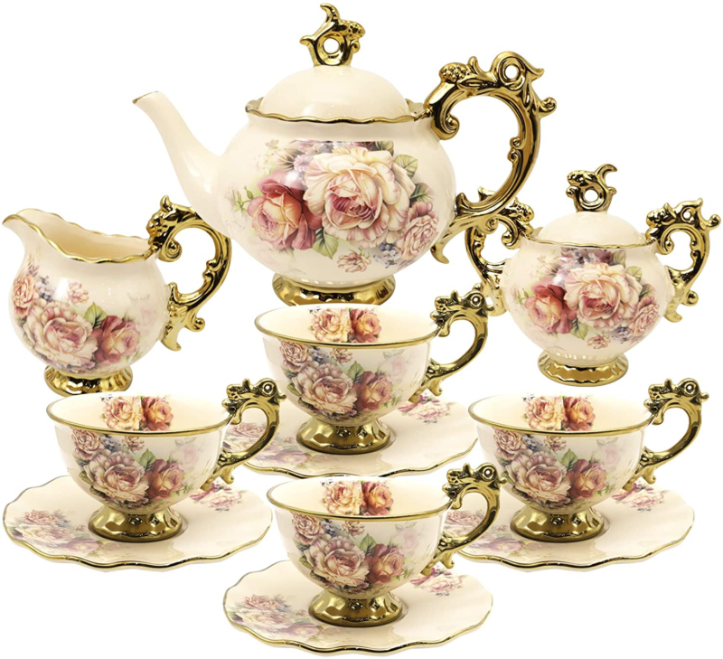 Floral Vintage China Coffee Set Wedding Tea