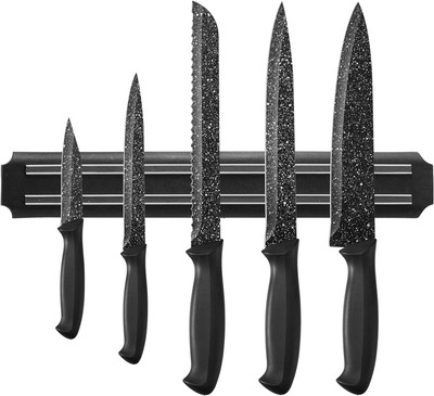 , 6 Pieces Kitchen Knives Set With No Drilling Magnetic Strip