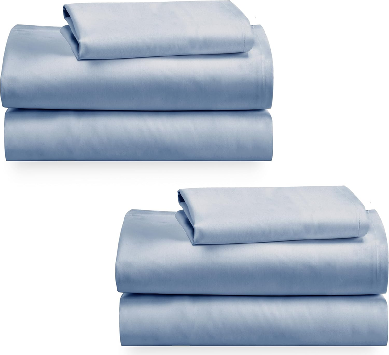 100% Cotton 2-Pack Twin Size Bed Sheets, Soft & Durable Twin Sheet Sets Cotton with Deep Pockets, Twin Sheet Set with Sateen Weave, Cooling Sheets (Blue Hydrangea)
