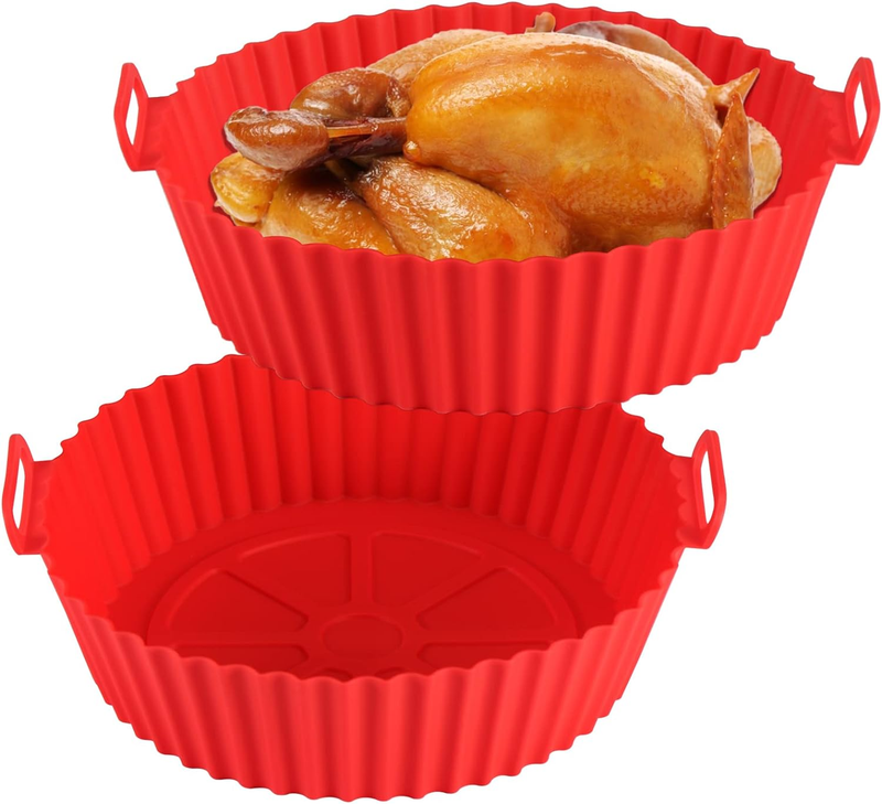 2Pcs Air Fryer Liner, 8.5Inch Air Fryer Silicone Liners Fit 