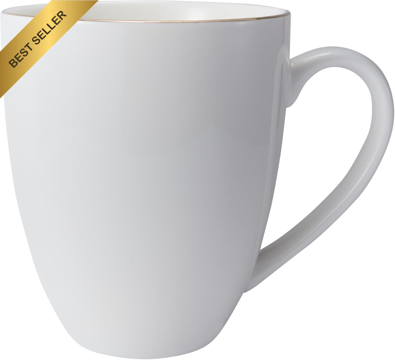 White Gold Coupe Mug, Gold, 390 Ml Capacity (Set of 4)