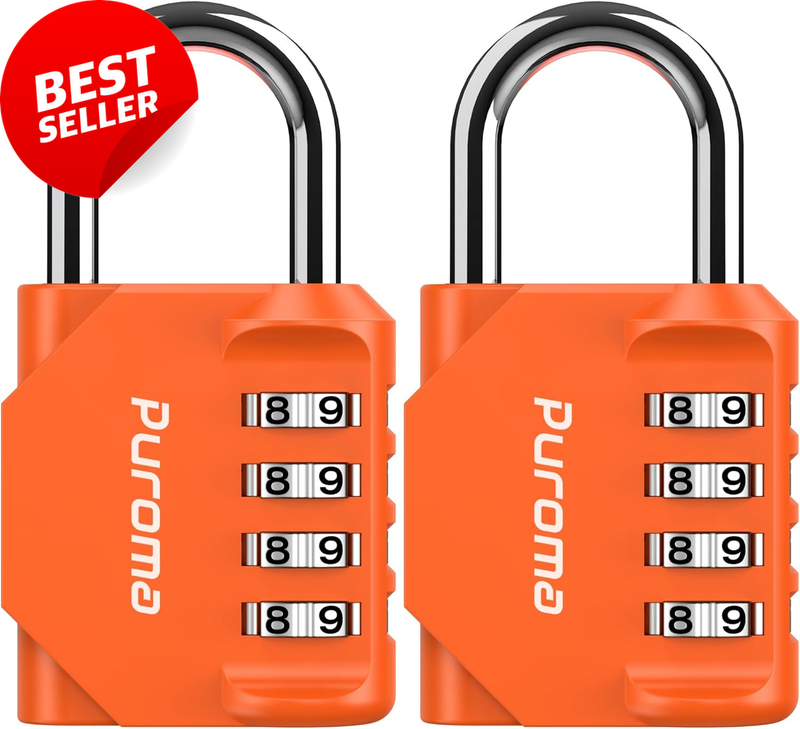 2 Pack 4-Digit Combination Lock, Waterproof Padlock for School, Gym, Outdoor