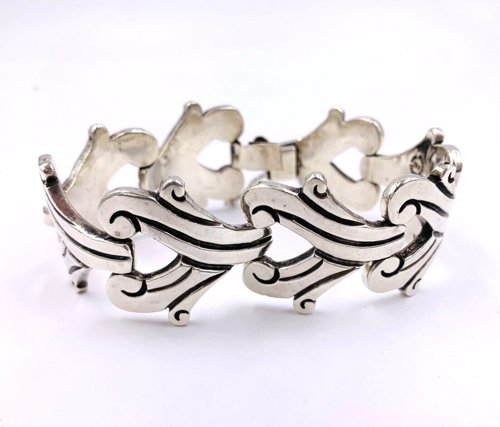 Vintage J. Flores Taxco Mexico Sterling Silver Bracelet 104