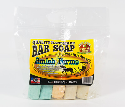 Amish Farms Quality Handmade World's Best Bar Soap = 5 Huge 5 Oz. Bars