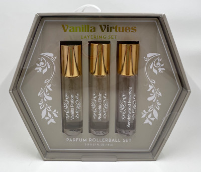 3pc Tru Fragrance Vanilla Potion Layering Roller Perfumes Pistachio Sandalwood