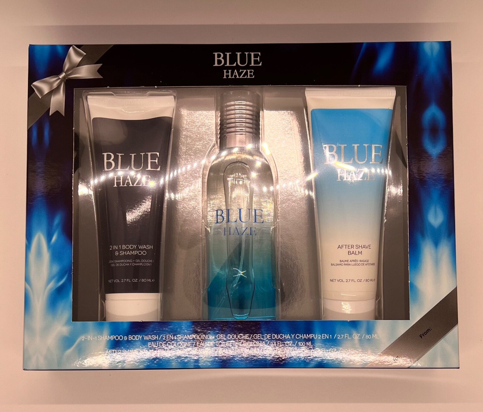 Blue Haze Gift Box For Men Aftershave Balm, 2in1 Shampoo & B