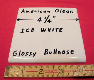 1 pc. *Brightest Ice White* 4-1/4'' Ceramic Bullnose Tile by American Olean;  New