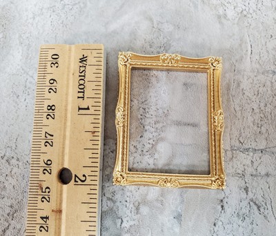 Miniature Picture Frame Gold for Paintings Medium Size 1:12 Scale Dollhouse