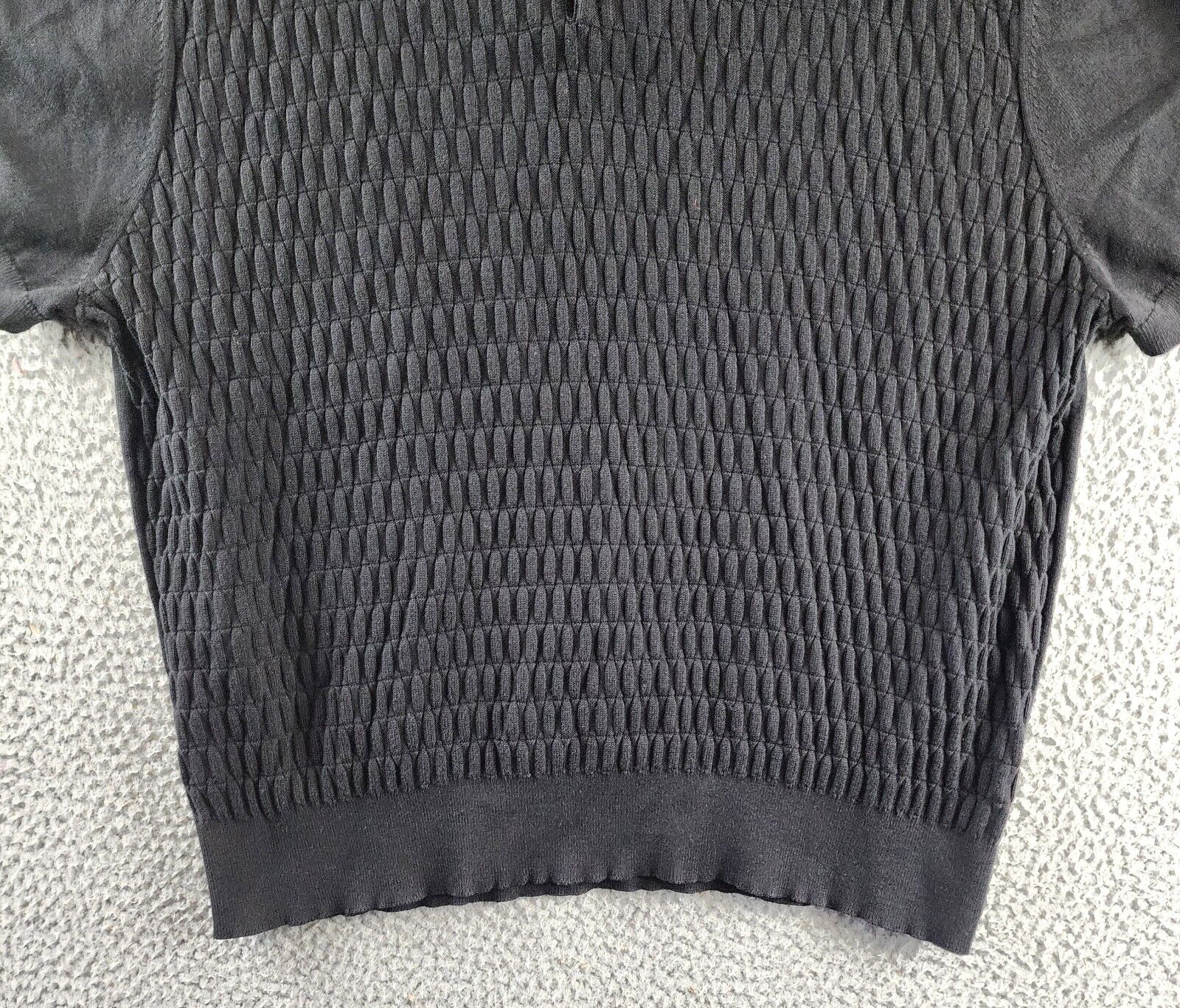 The Men's Store At Bloomingdale's Knitted Polo Sweater Men's XXL Black Textured - Picture 3 of 11