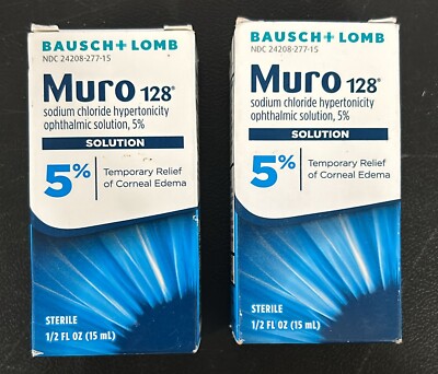 2 PK MURO 128 5% SOLUTION, 1/2 Oz 15mL Bausch + Lomb EXP: 01/2026+ (L1)