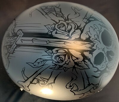 VOSS TITANIUM SKULL ROSE BEANIE NOVELTY MOTORCYCLE HELMET SUPER LIGHT WEIGHT