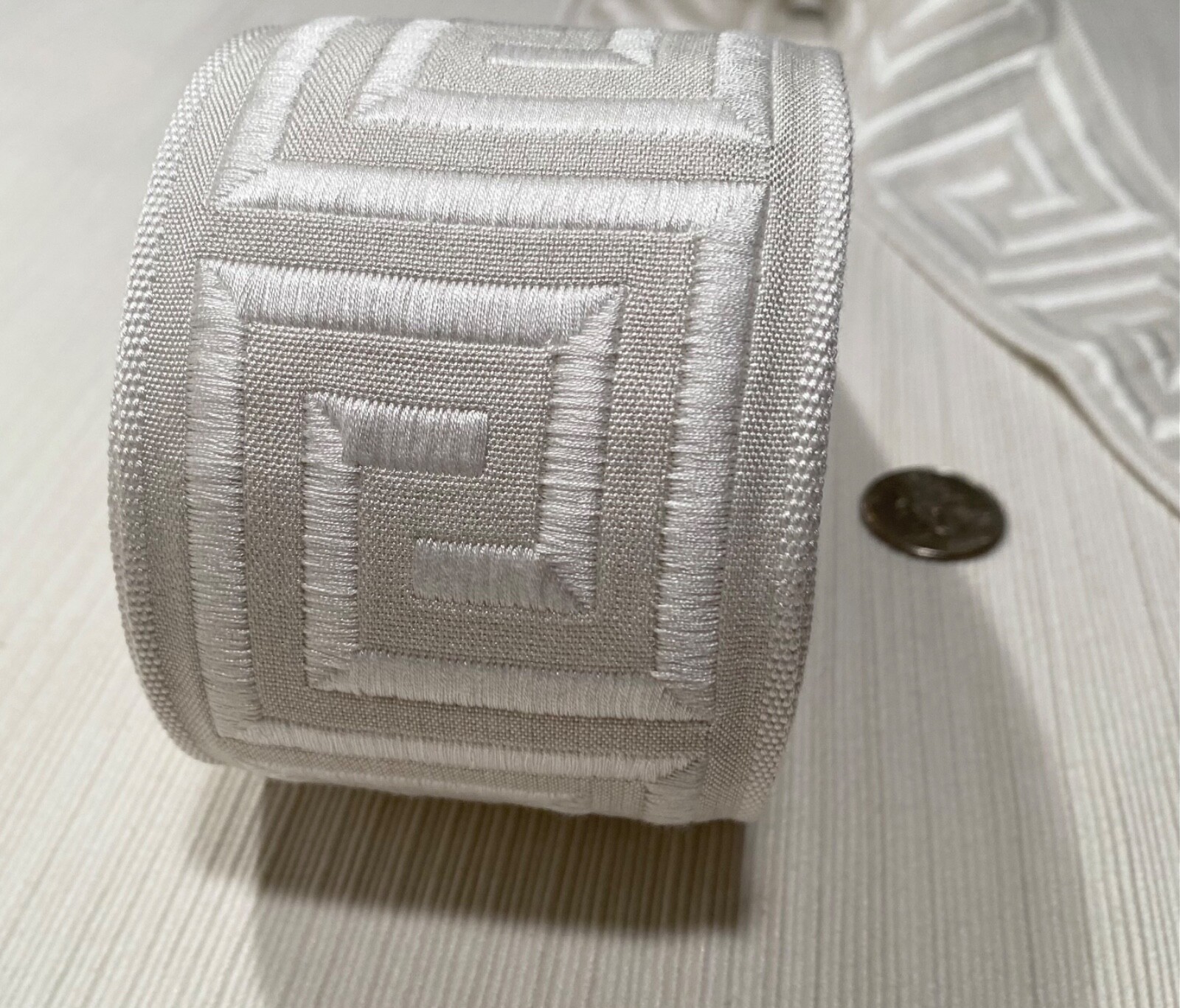 34” SAMUEL & SONS 2.75” Aristotle Greek Key Oyster 100% Viscose Trim $90 Retail