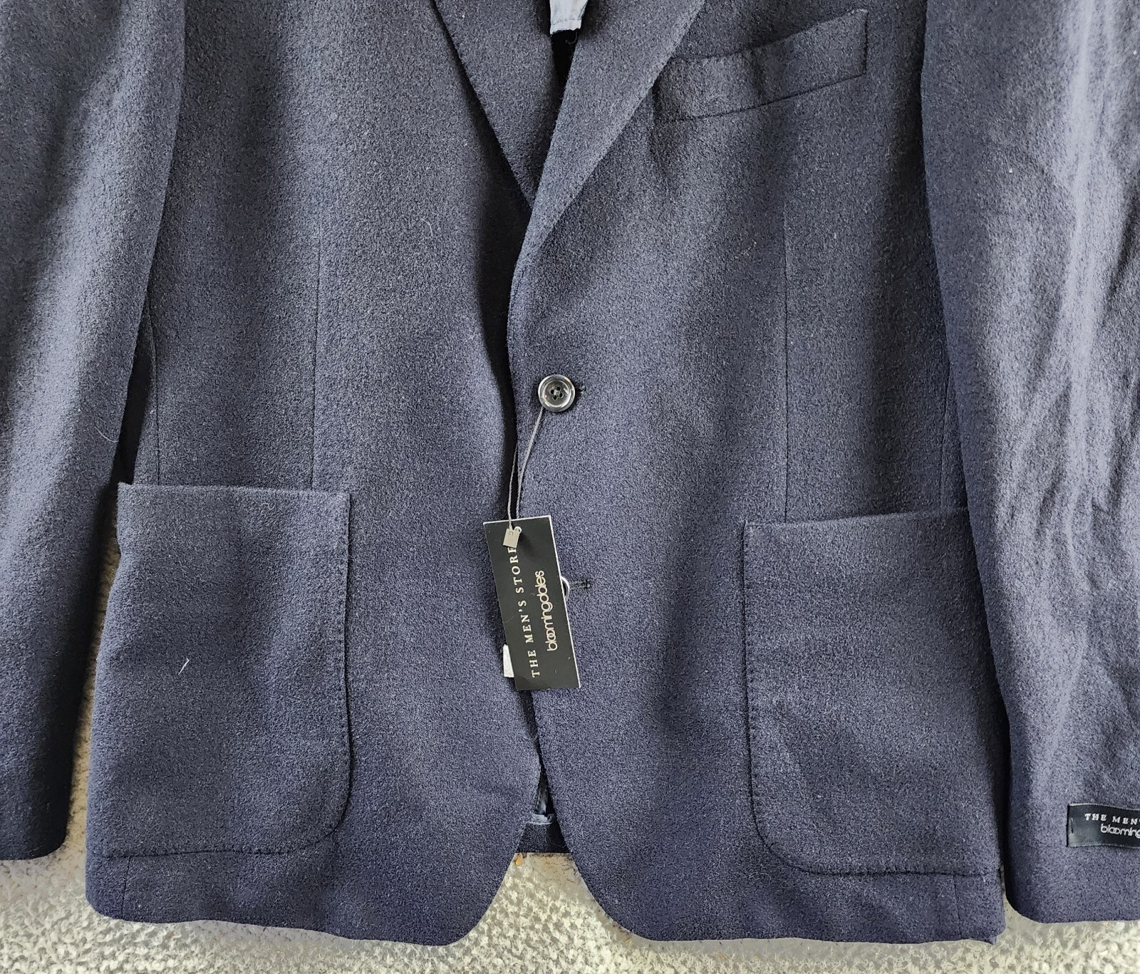 The Men's Store at Bloomingdale's Micro Bouclé Regular Fit Coat Men's 42R Navy - Picture 3 of 18