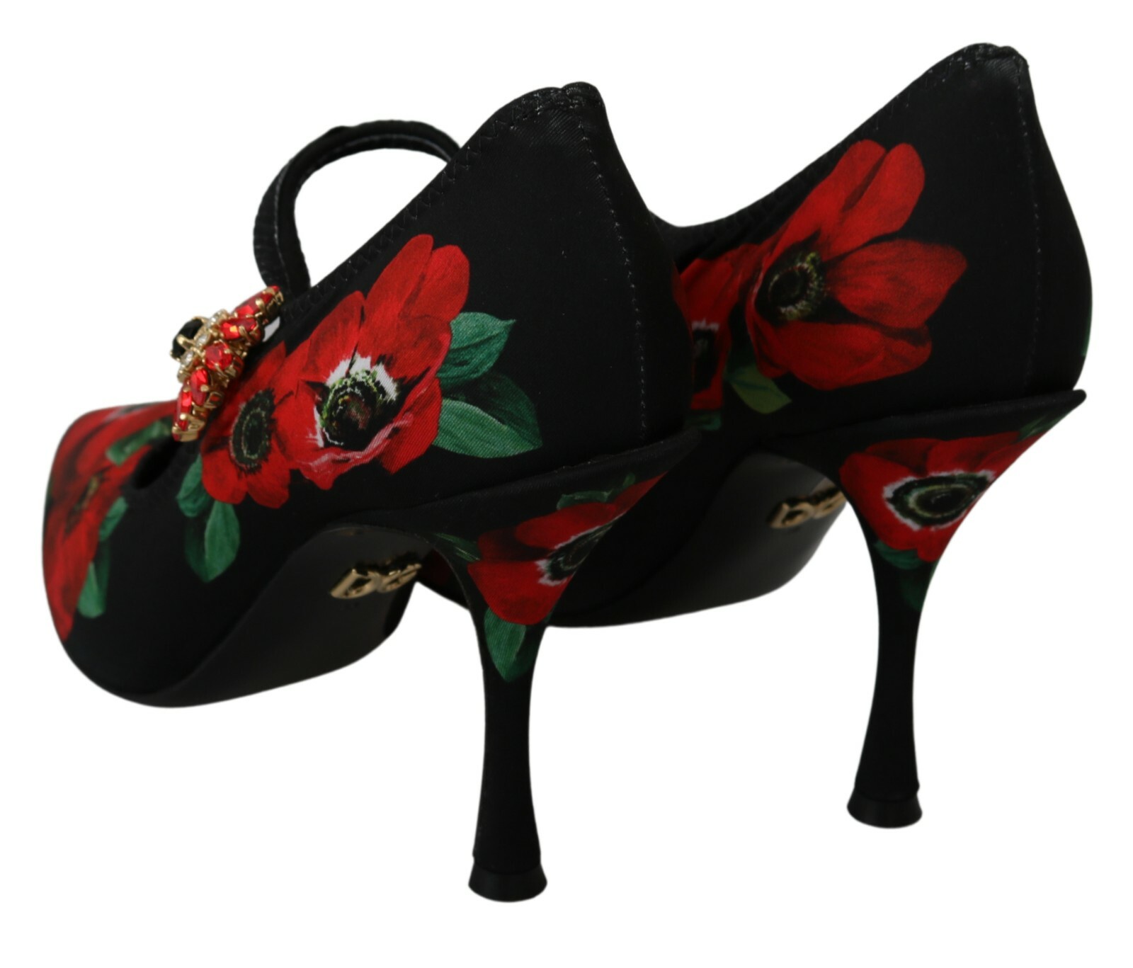 Pre-owned Dolce & Gabbana Shoes Black Red Floral Mary Janes Pumps Eu36 / Us5.5 Rrp $1200