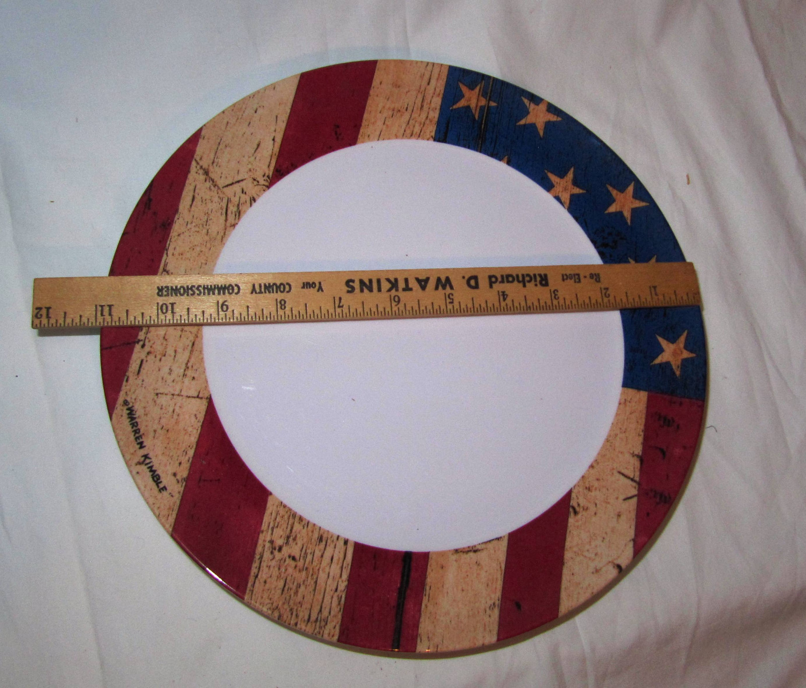 Plastic plates picnic set of 4 rustic flag red white blue 11