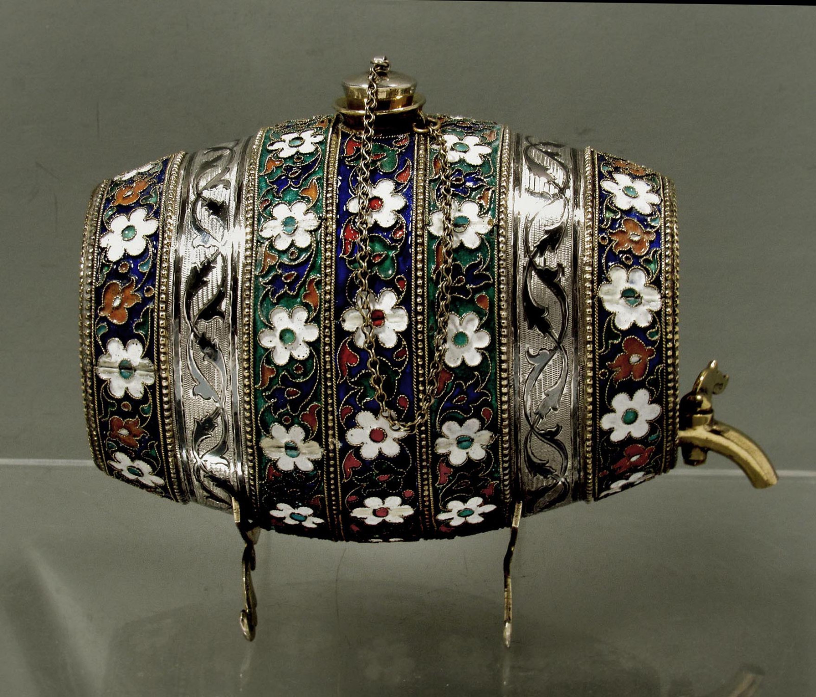 Russian Silver & Enamel Wine Casket    SIGNED   -   RARE