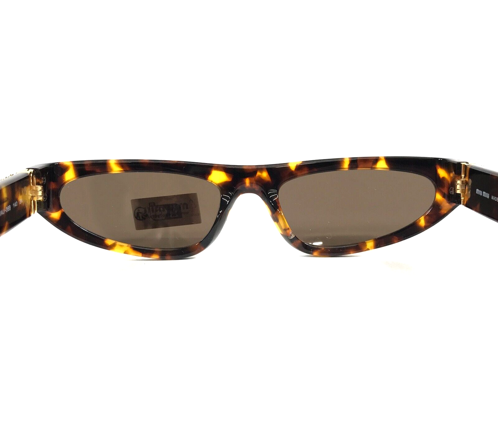 Pre-owned Miu Miu Sunglasses Smu07z Vau-06b Honey Havana Cat Eye Frames Dark Brown Lenses
