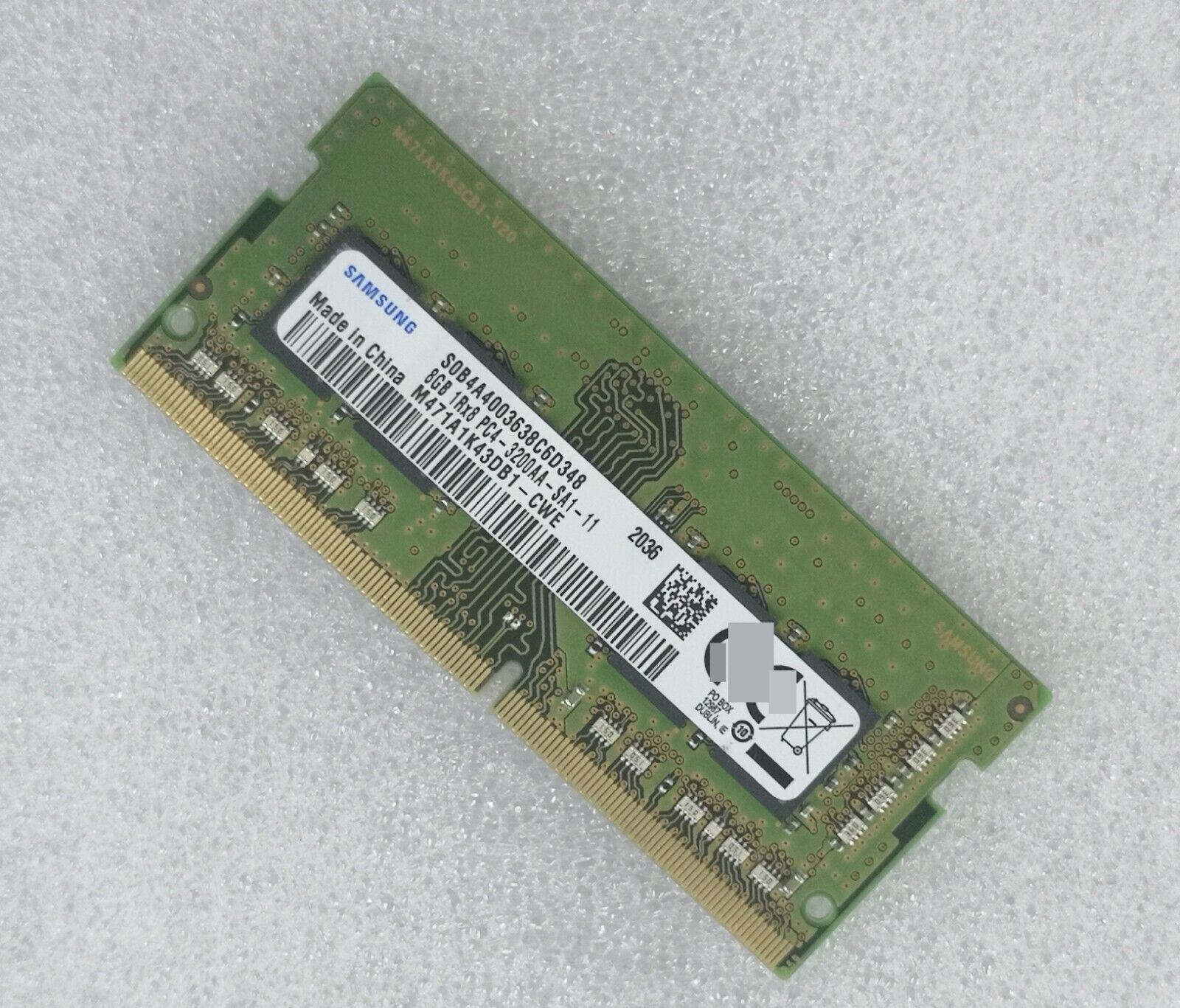 SAMSUNG 8GB DDR4 3200 Laptop SO-DIMM RAM 1Rx8 PC4-25600 M471A1K43DB1-CWE 260pin | eBay SAMSUNG 8GB DDR4 3200 Laptop SO-DIMM RAM 1Rx8 PC4-25600 M471A1K43DB1-CWE 260pin | eBay