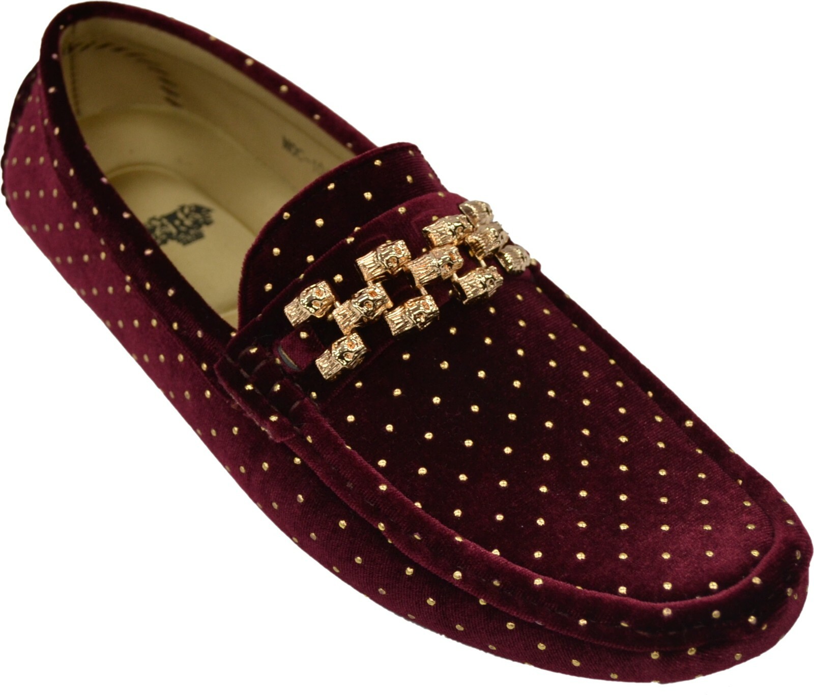 maroon and gold loafers