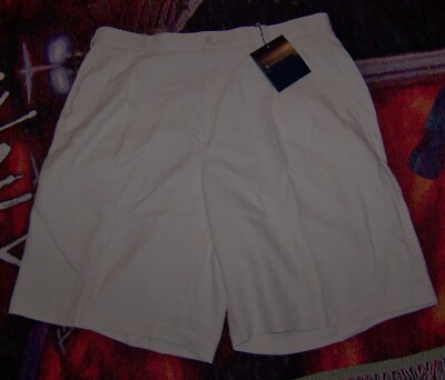 NEW $87 HENRY JACOBSON Microfiber Casual Pleated Silk Shorts Size 38 Beige Cream