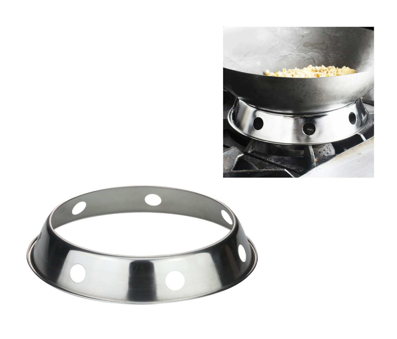Stainless Steel Wok Ring Rack Wok Stand Pan Support Gas Hob Round Bottom Wok