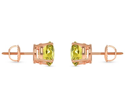 Pre-owned Shine Brite With A Diamond 5 Ct Round Cut Canary Earrings Studs Solid Real 14k Rose Gold Screw Back Basket In Pink