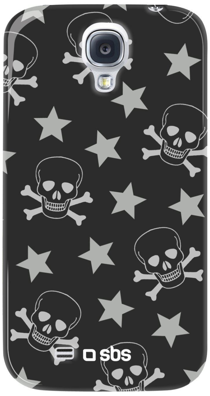 SBS SKULL GLOSSY CUSTODIA CASE per SAMSUNG GT i9500 GALAXY S4 NERA