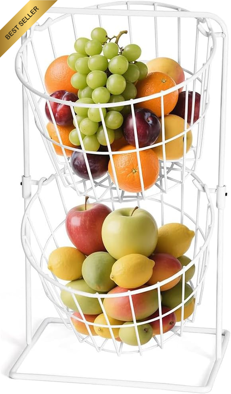 Double Layer Fruit Basket, Vegetable Bowl for Kitchen Countertop, Double Layer M