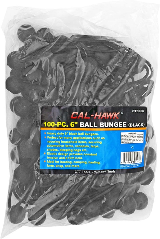 6 Inch Ball Bungee Cords 100Pc Black for Tents Tarps Camping RV Outdoor