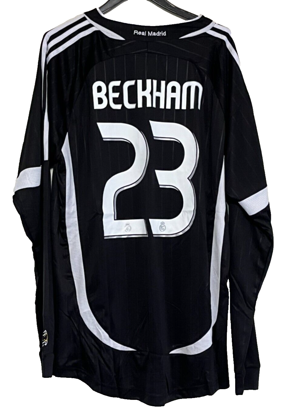 BECKHAM R MADRID BLACK LONG SLEEVE JERSEY S-2XL SIZE RANGE