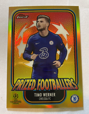 2020-21 Topps Finest UEFA UCL Timo Werner Prized Footballers Gold Refractor 8/50