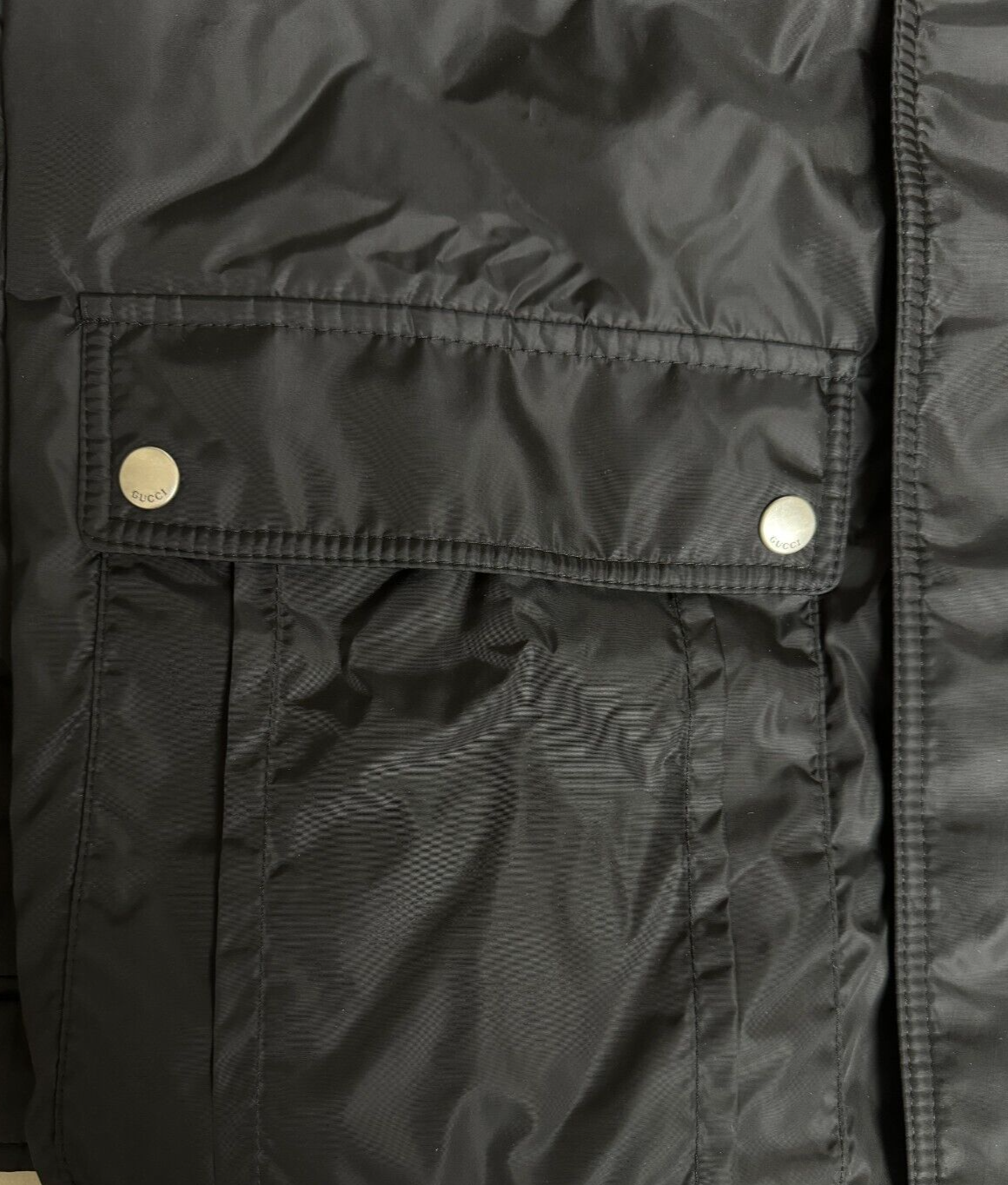 Pre-owned Gucci Authentic Men's Uniform  Black Polyamide Shell Hooded Jacket - Size: 48