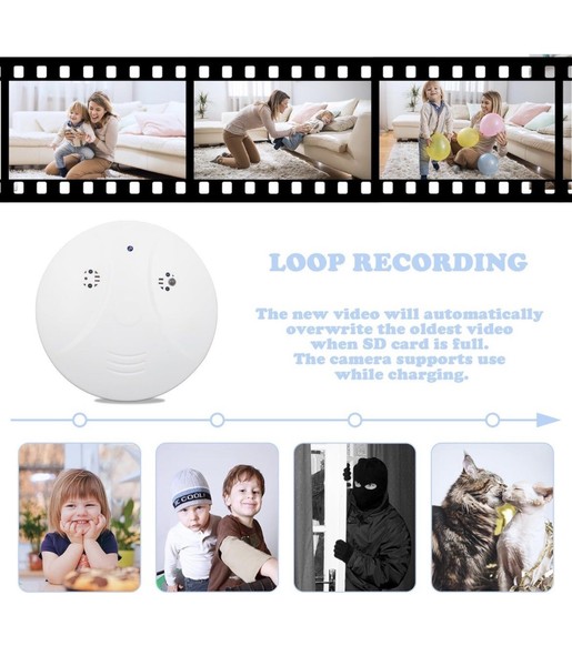Security camera loop recording feature and sample images.