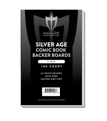 100 Max Pro Silver Age /Era Comic Book Acid Free Backing Boards white backers