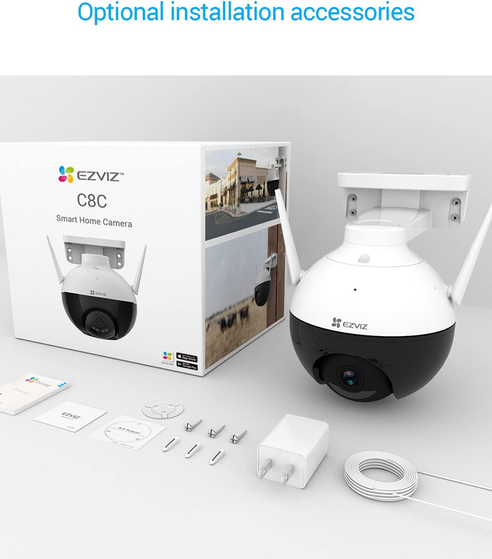 EZVIZ Outdoor Security Camera - 1080P PTZ WiFi - Person Detection - IP65 - C8PF