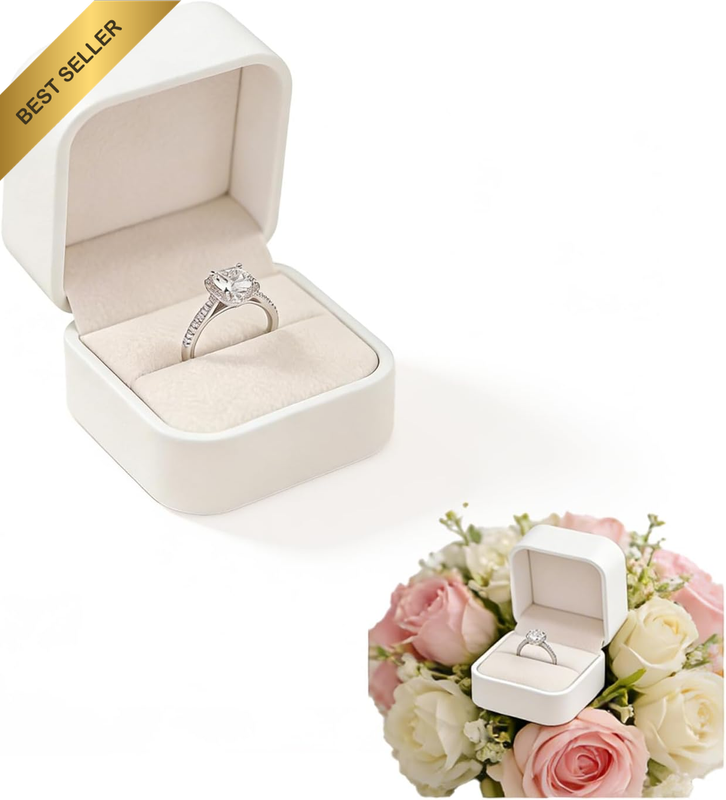 Elegant Ring Box - Engagement Ring Box & Wedding Ring Organiser for Proposal, Lu