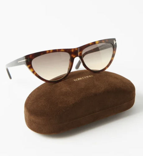 Pre-owned Tom Ford Ft0990-52b-56 Dark Havana Sunglasses In Gray